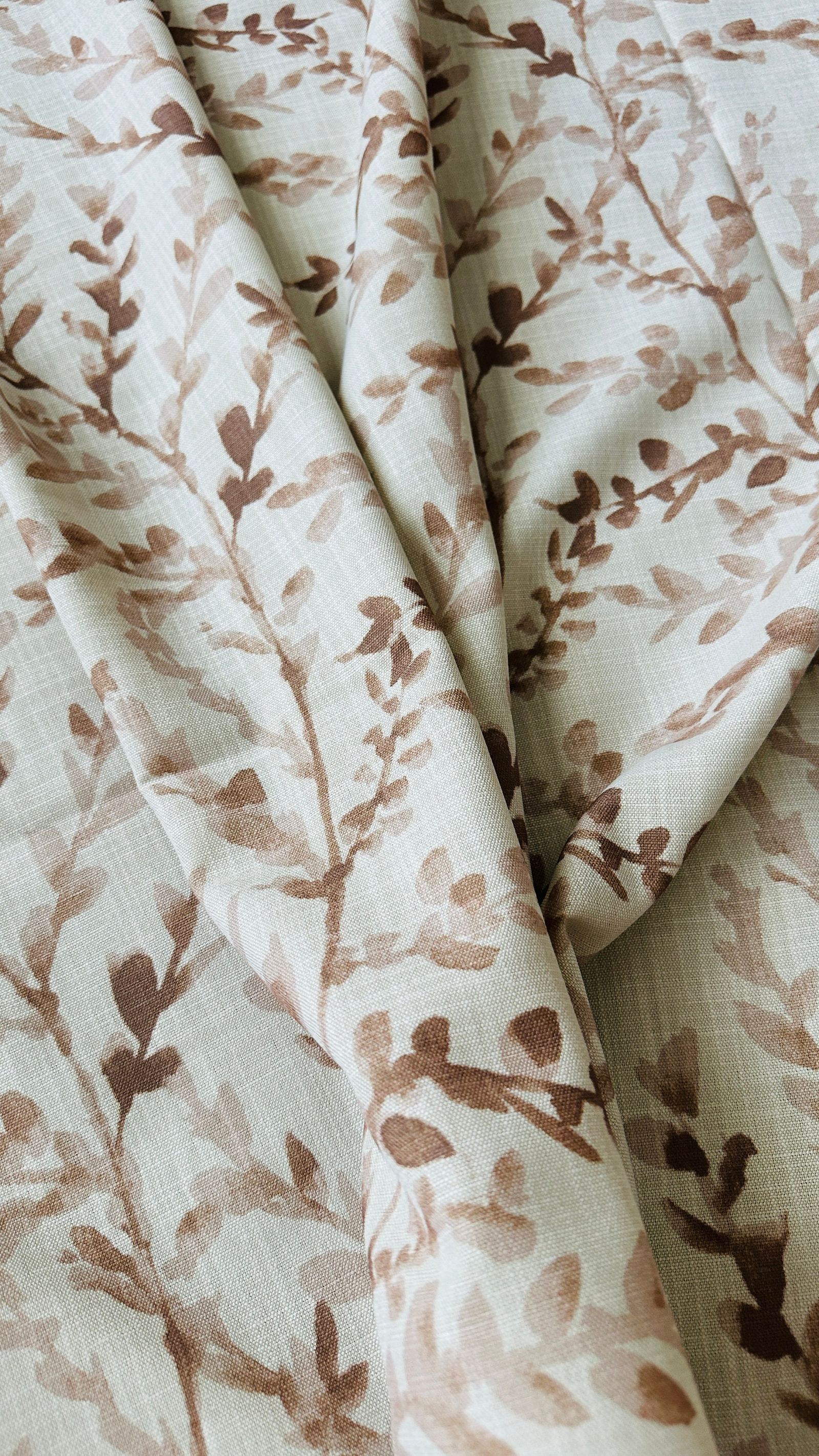 Botanical Curtain Panel, Brown & White, photo 1 of 8