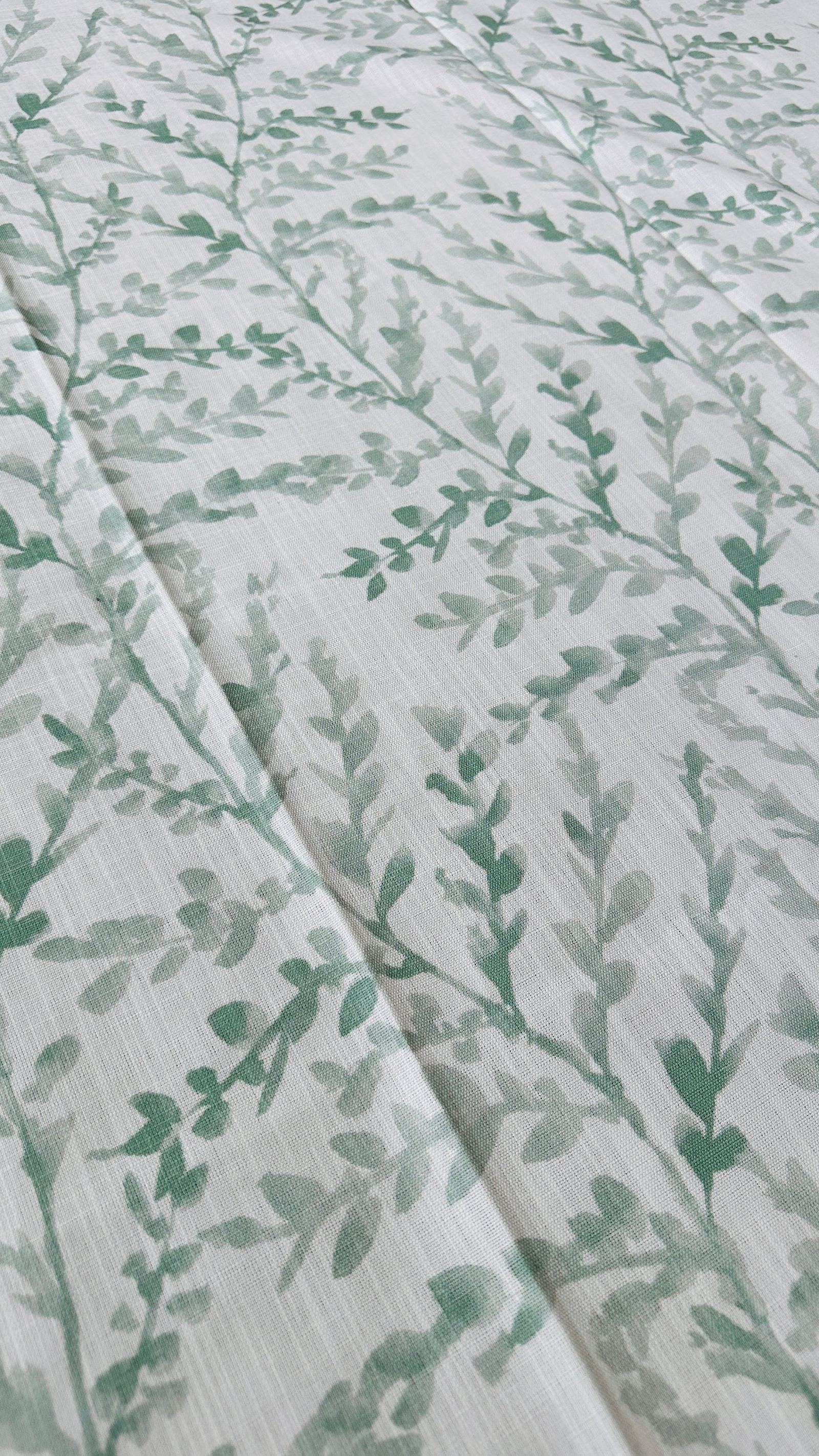 Botanical Curtain Panel, Green & White, photo 1 of 10