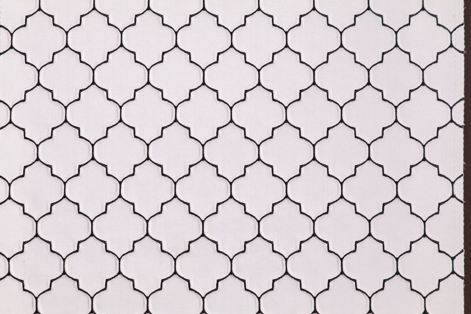Black and White Geometric Embroidered Curtain Panel, Lattice, photo 1 of 6