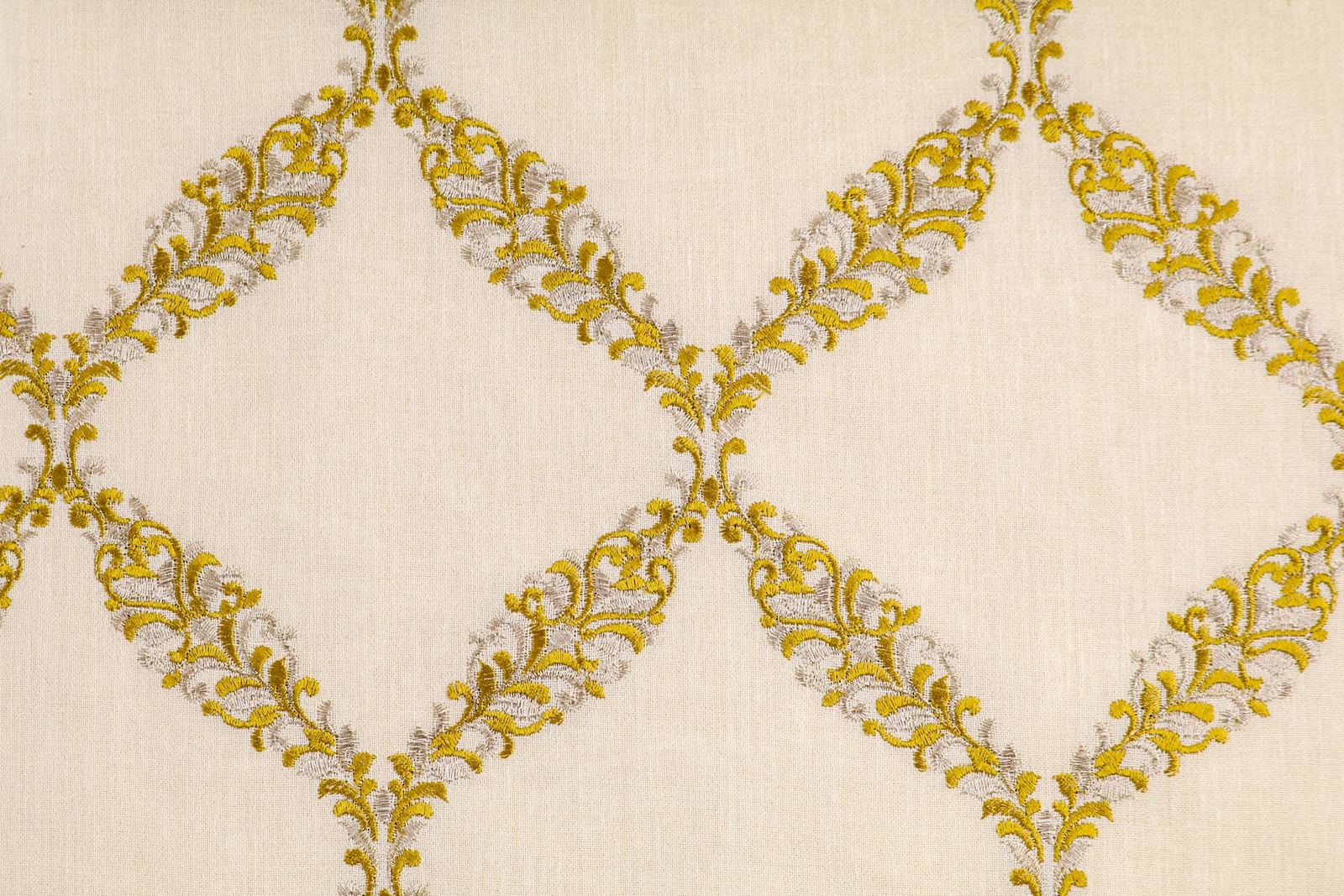 Damask Embroidery Curtain, Silver & White, photo 1 of 3