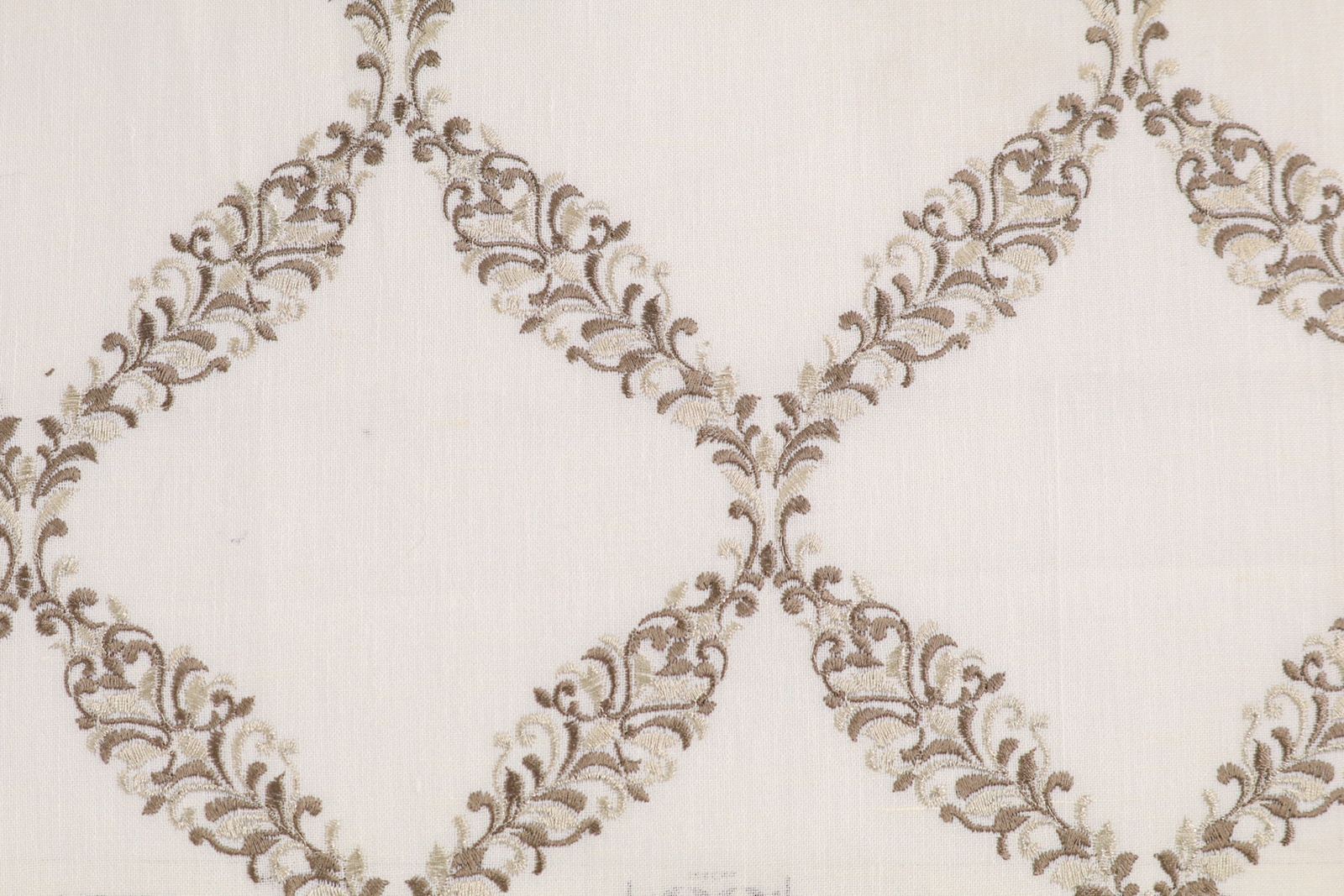 Damask Embroidery Curtain Panel, Grey, Silver & White, photo 1 of 2