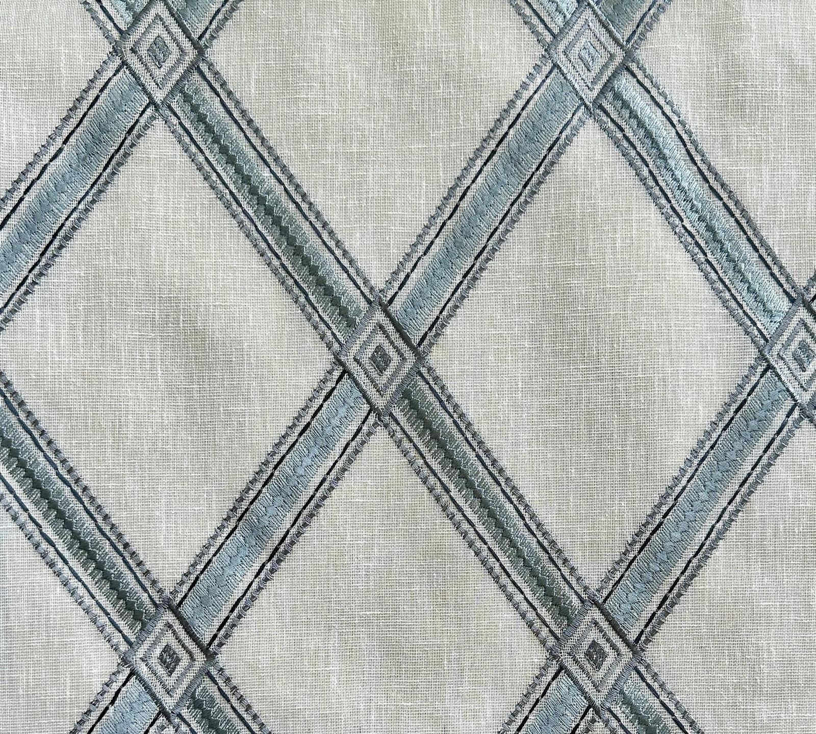 Embroidered Diamond Curtains, Blue, photo 1 of 6