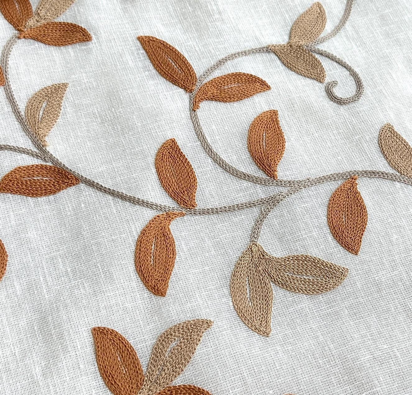 Embroidered Linen Curtain, Rust Beige, photo 1 of 6