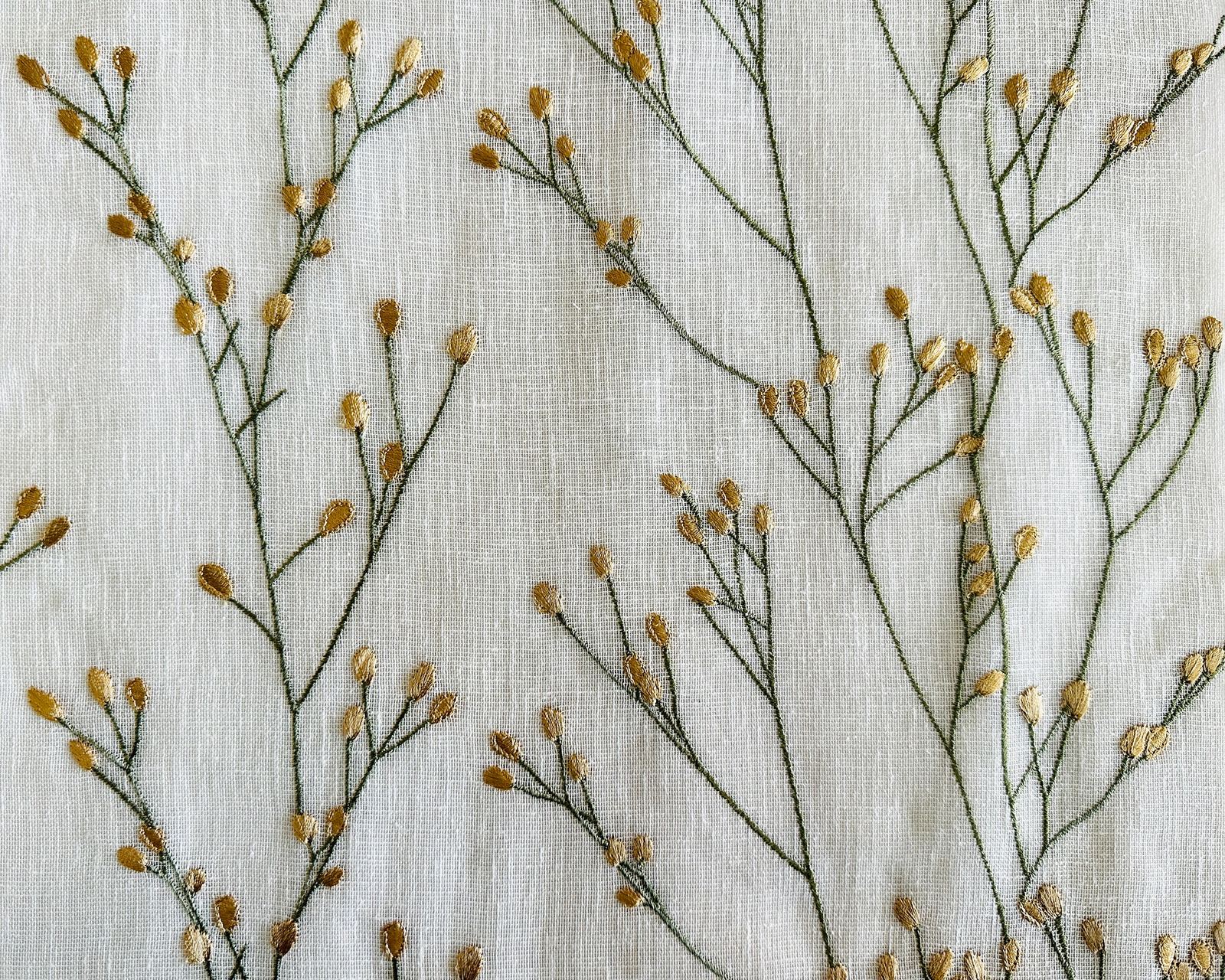 Floral Embroidery Curtain Panel, White & Yellow, photo 1 of 8