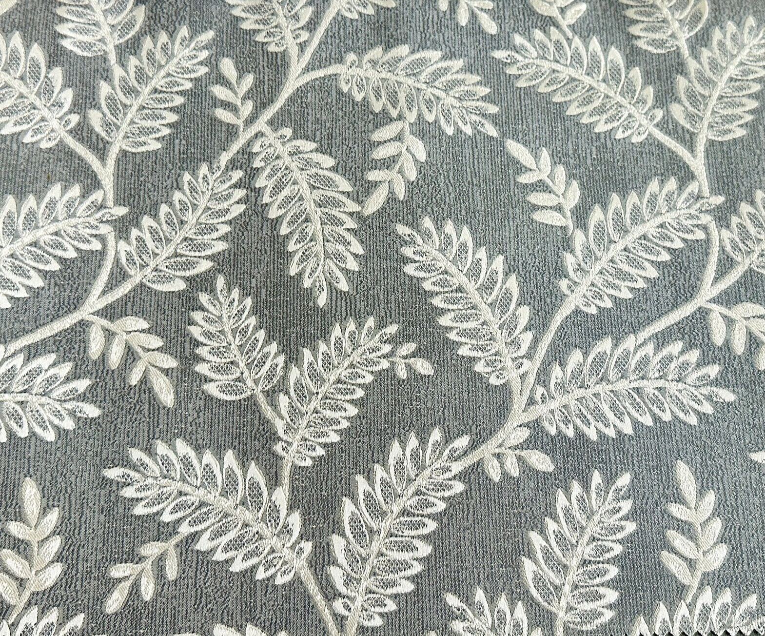 Gray Botanical Leaf Jacquard Fabric, photo 1 of 8