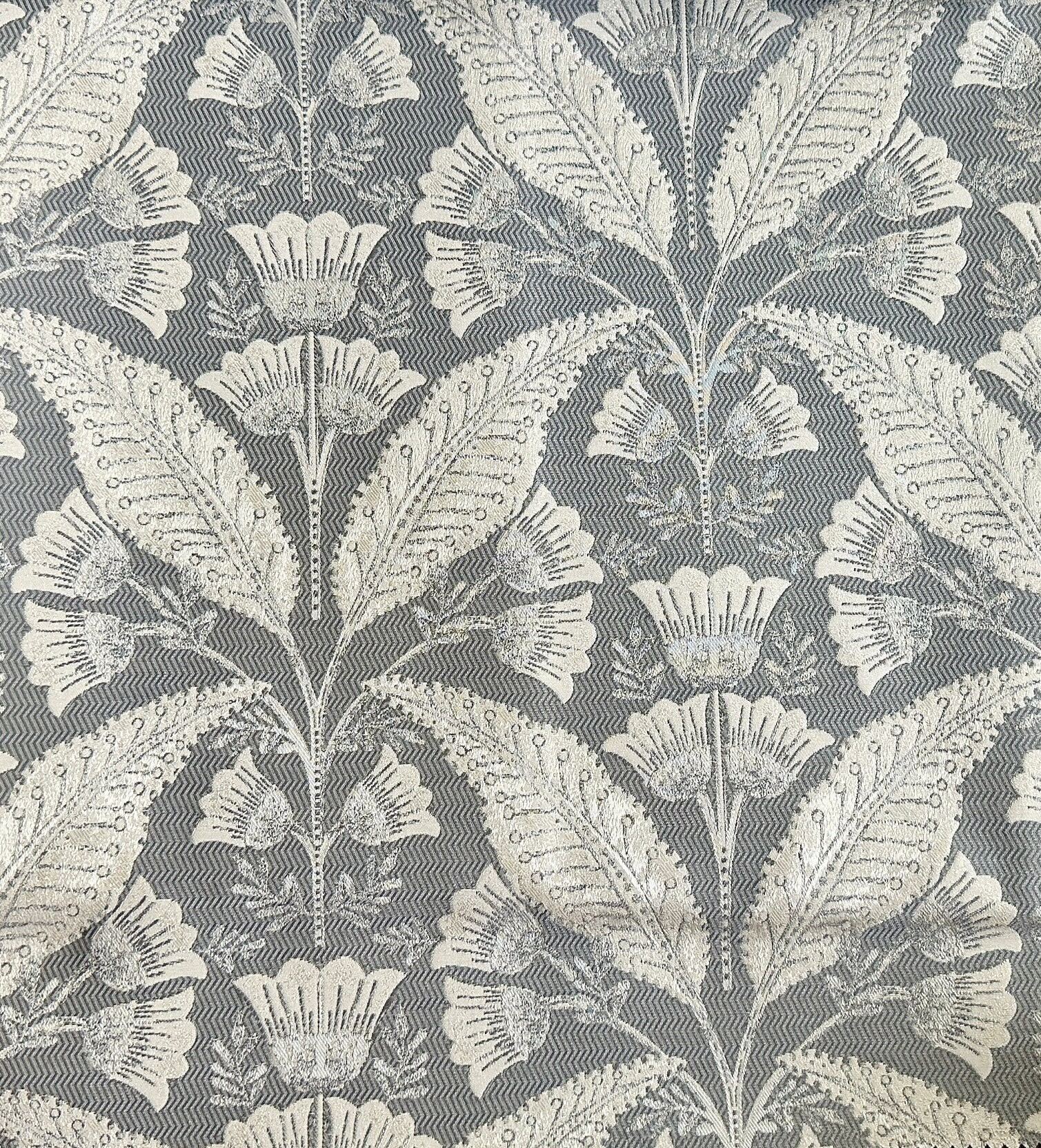 Gray Floral Jacquard Curtain Panel, photo 1 of 8
