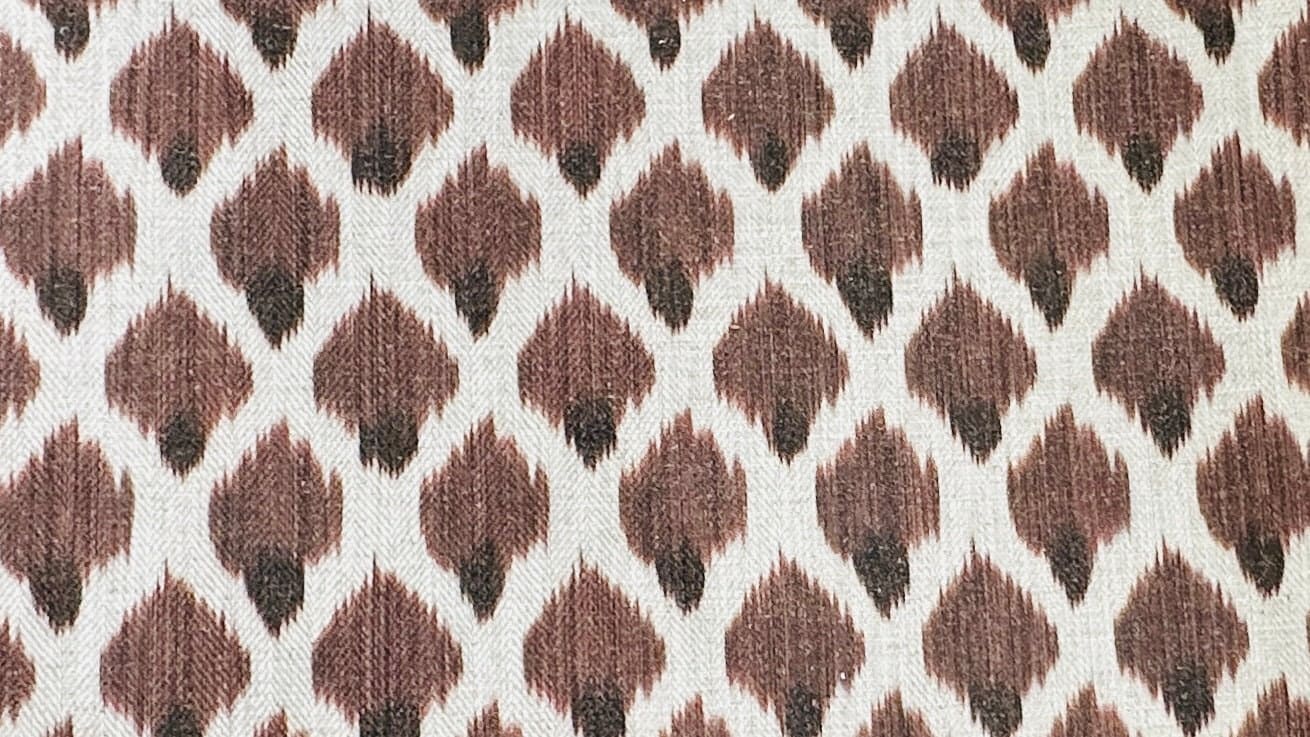Ikat Curtain Panel, Rosy Brown & Off-White, photo 1 of 9