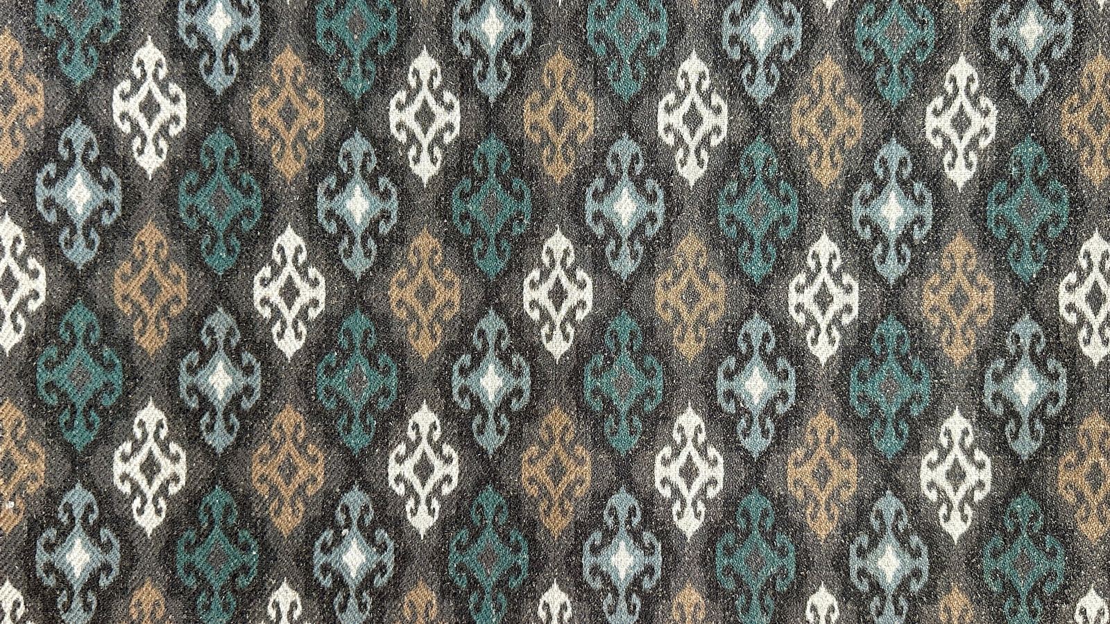 Ikat Curtain Panel, Teal, Beige & White, photo 1 of 4