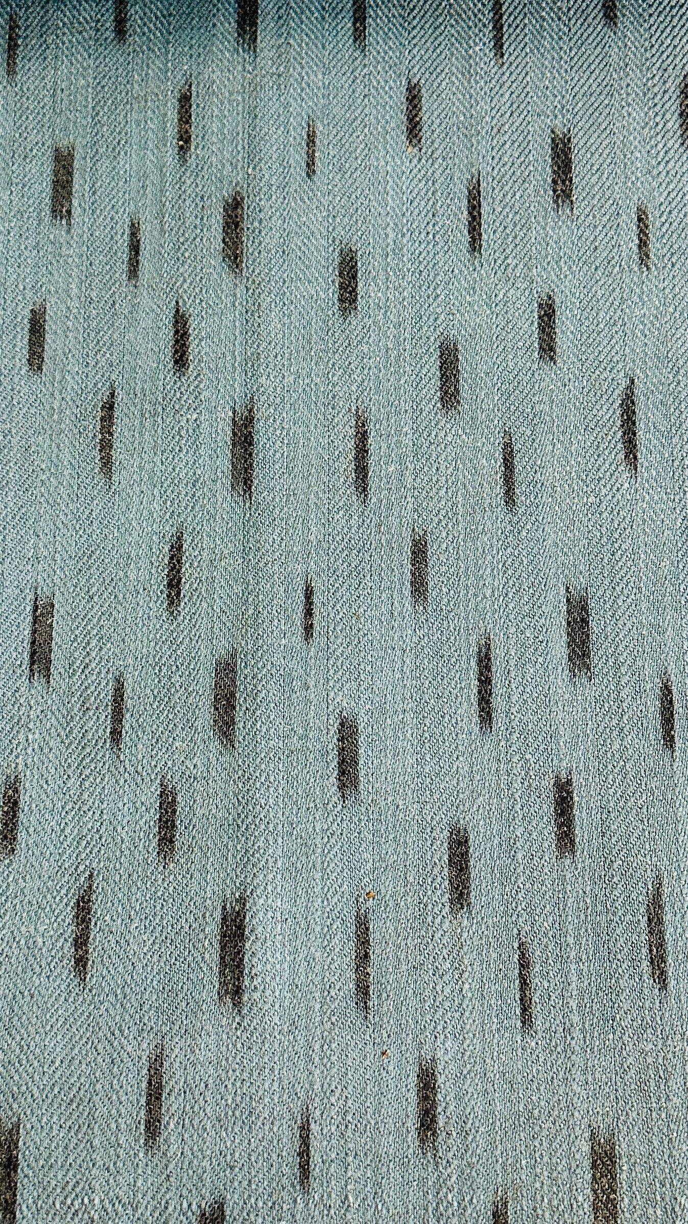Indian Ikat Curtain Panel, Light Teal & Black, photo 1 of 3