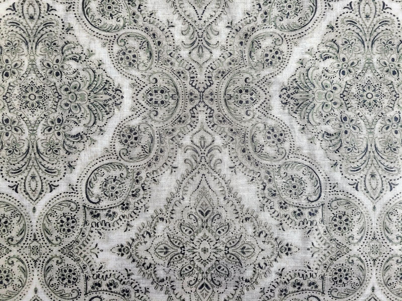 Olive Yellow Classic Medallion Damask, Olive, White & Black, photo 1 of 3