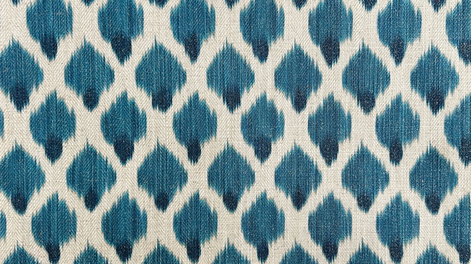 Teal Ikat Curtain Panel, Teal & Off-White, photo 1 of 4