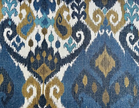 Blue Ikat Fabric: Geometric Linen-Polyester Blend for Upholstery & Curtains — photo 2