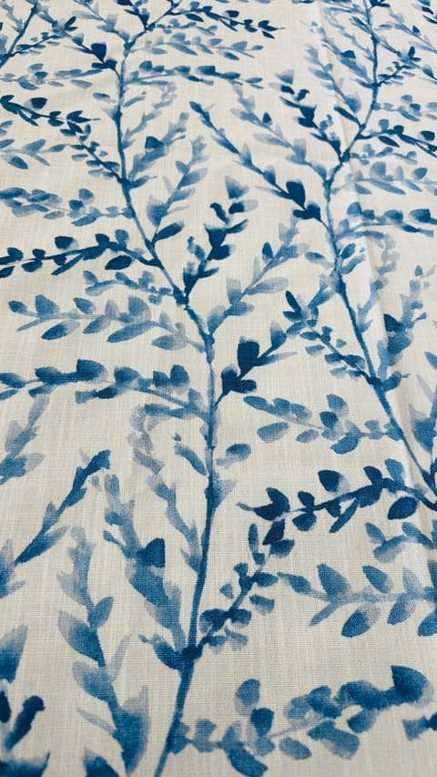 Botanical Curtain Panel: Blue & White Watercolor Leaf Drapes — photo 1