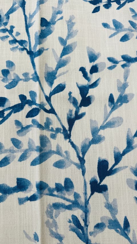 Botanical Curtain Panel: Blue & White Watercolor Leaf Drapes — photo 3