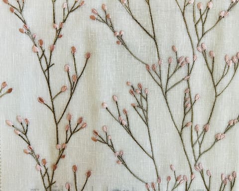 Floral Embroidery Curtain Panel: White & Pink Nursery Drapes — photo 1