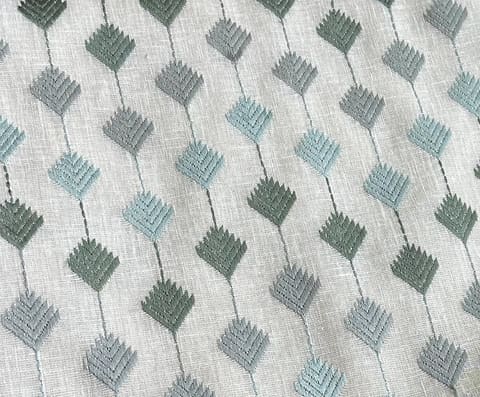 Geometric Diamond Embroidery Curtain: Custom Blue Green Drapes — photo 1