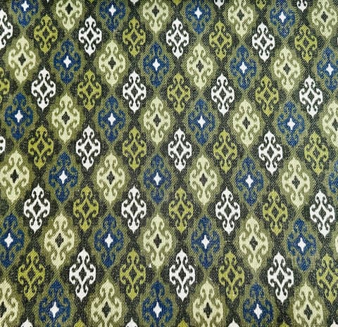 Green & Blue Ikat Curtains: Geometric Patterned Fabric Panel — photo 1
