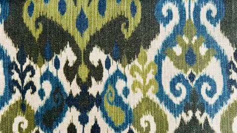 Green & Blue Ikat Fabric: Geometric Linen-Polyester Blend — photo 1