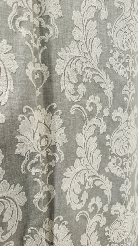 Grey Damask Embroidery Curtain: White Blackout Panel (100x108) — photo 1