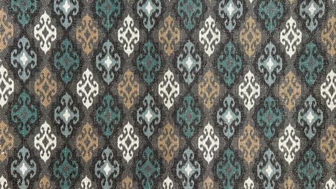 Ikat Curtain Panel: Teal, Beige, White Geometric Fabric — photo 1