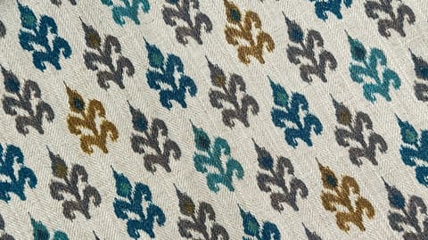 Ikat Roman Shade: Teal Navy Brown Linen Blend Curtain — photo 1