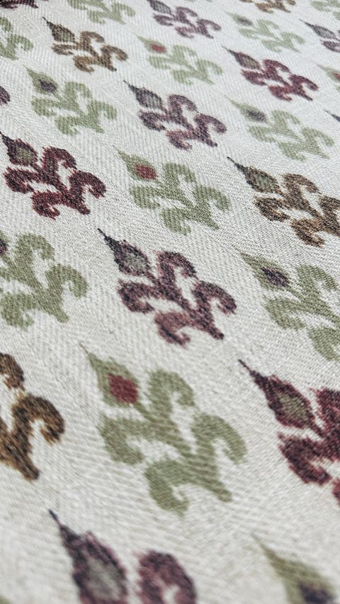 Indian Ikat Curtain Fabric: Multicolor Rosy Brown/Green Drape — photo 1