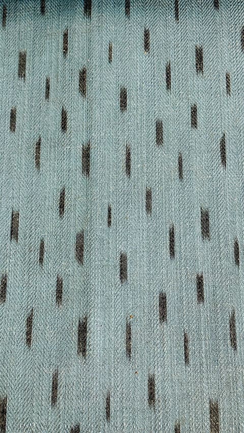 Indian Ikat Curtain Panel: Light Teal & Black Vertical Lines — photo 1