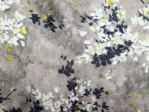 Luxury Custom Curtains Valance Roman Shade in Grey/ Yellow/ White Modern Floral Pattern Fabric — photo 1