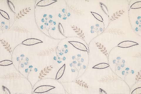 Luxury Sheer Custom Curtains Valance Roman Shade in White/Blue Modern Floral  Pattern Fabric — photo 1