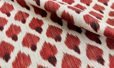 Red Ikat Curtain Fabric: Linen Blend, Custom Length — photo 1