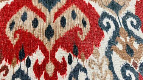 Red Ikat Fabric: Geometric Upholstery, Curtains & Pillow Covers — photo 1