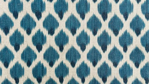 Teal Ikat Curtain Panel: Indian Tie Dye Linen Blend Fabric — photo 1