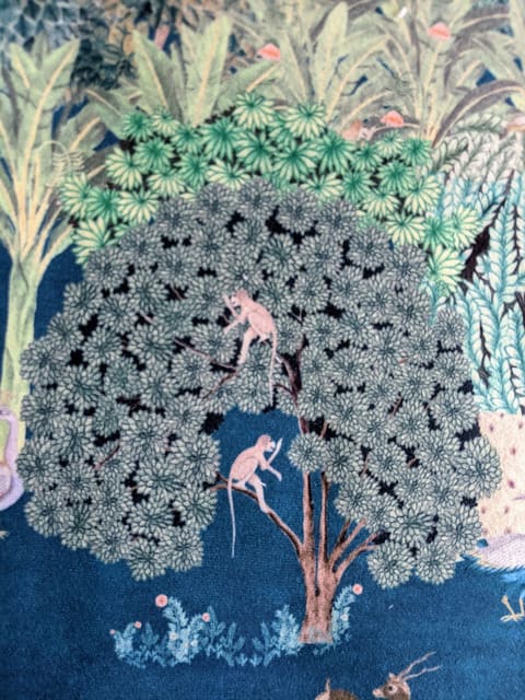 Velvet Curtain Panel: Cobalt Blue Botanical Peacock Wildlife Fabric — photo 1