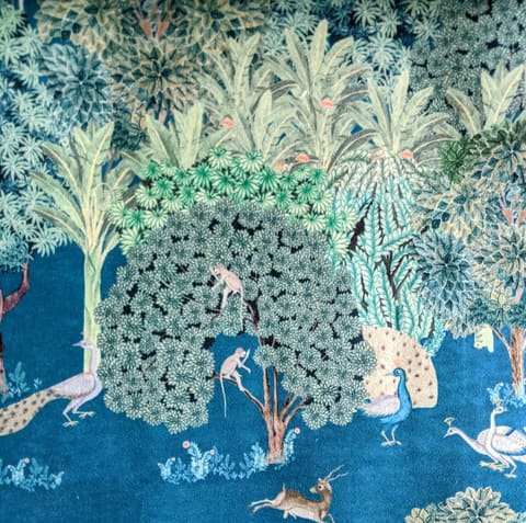 Velvet Curtain Panel: Peacock Botanical Print, Custom Made Drape — photo 1